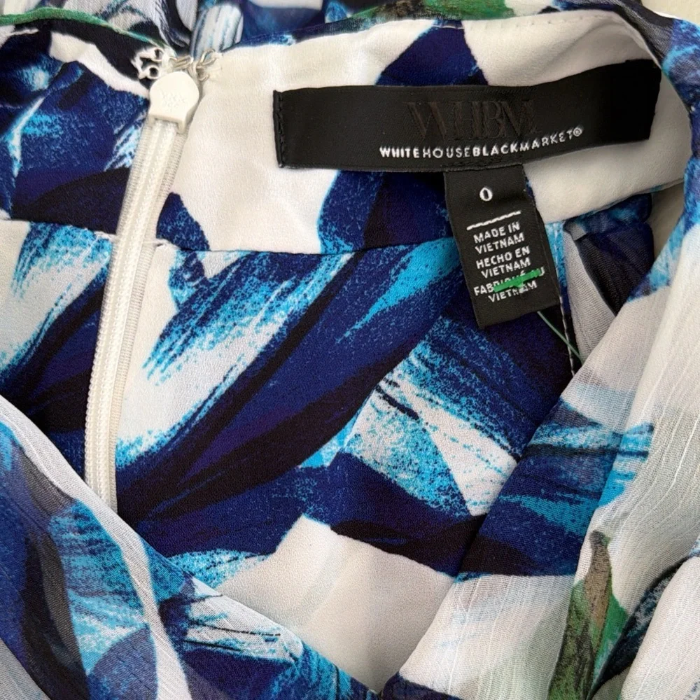 Coquette Boho Cottage core Nature White House Black Market blue & green Halter - Picture 4 of 6